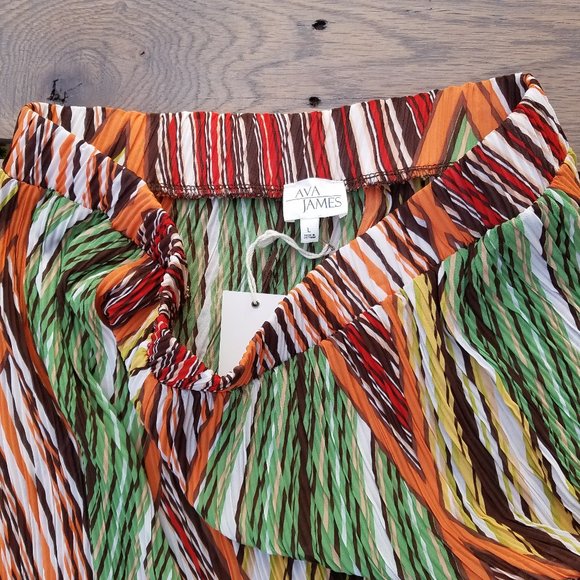 AVA JAMES Multicolor Striped Diamind Pattern Skirt - Picture 3 of 16